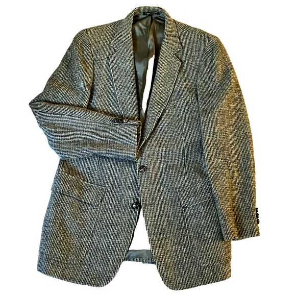 Harris Tweed Vintage Sport Coat Andhurst Gray Check Fleck Scottish Wool 38 40 - Picture 6 of 15